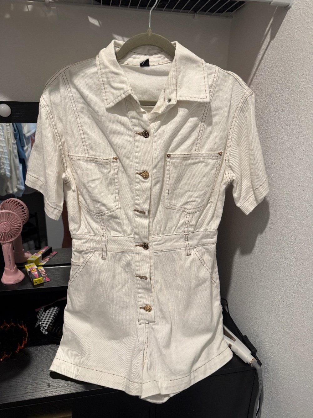 White Utility Romper